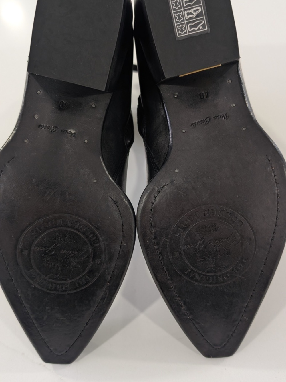 GOLDEN GOOSE Debbie Black Leather Western Ankle Boots Size 40 NWB Made In Italy - Picture 10 of 16